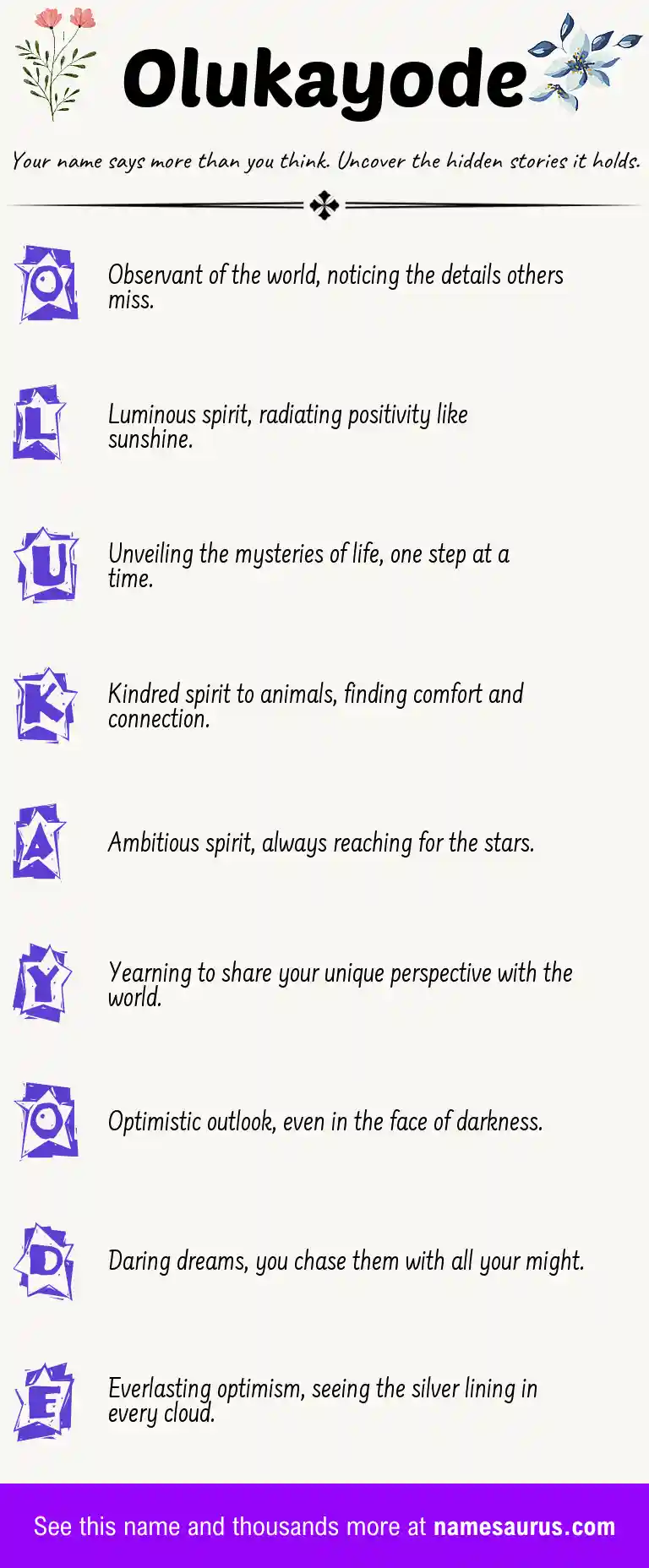 Acrostic poem about Olukayode.