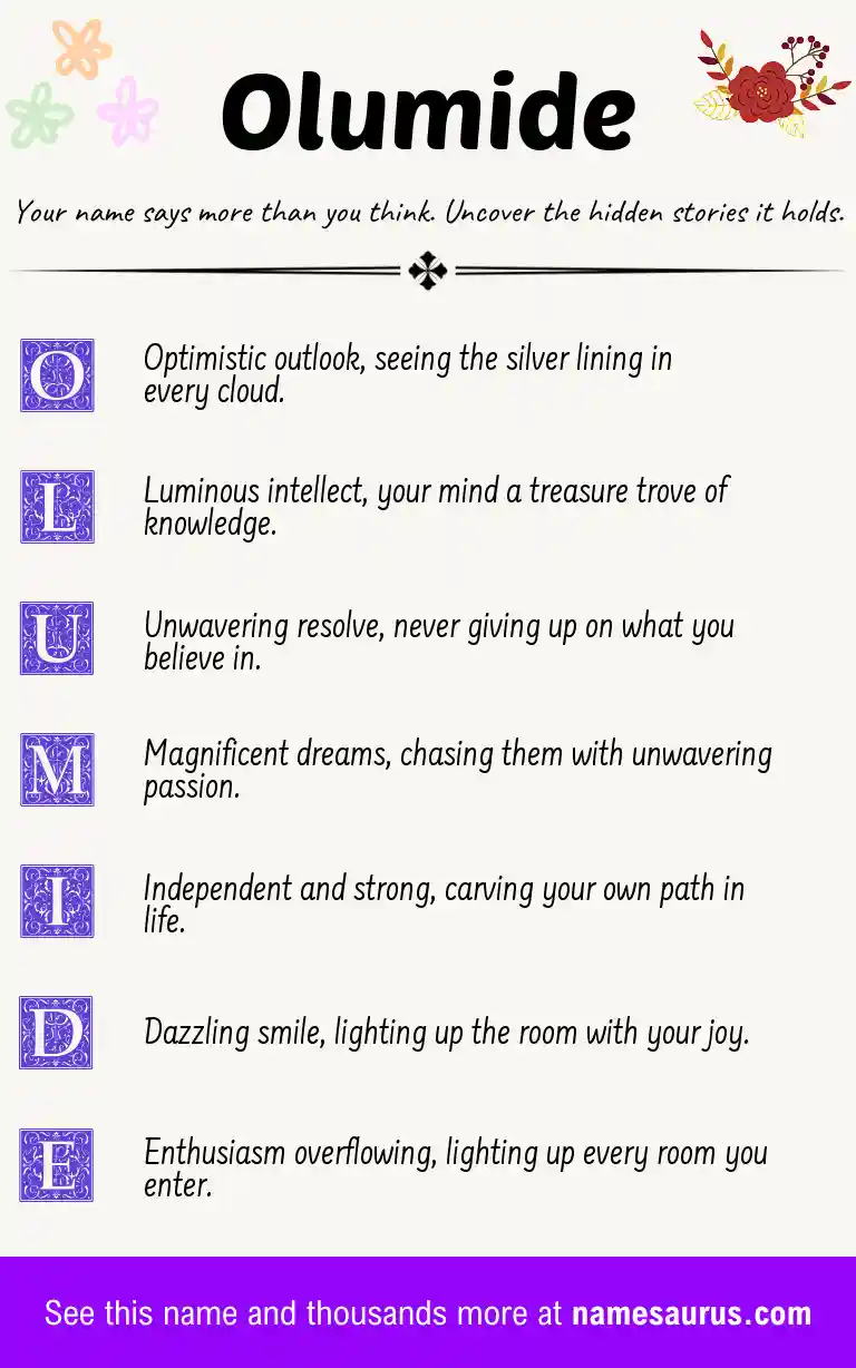 Acrostic poem about Olumide.