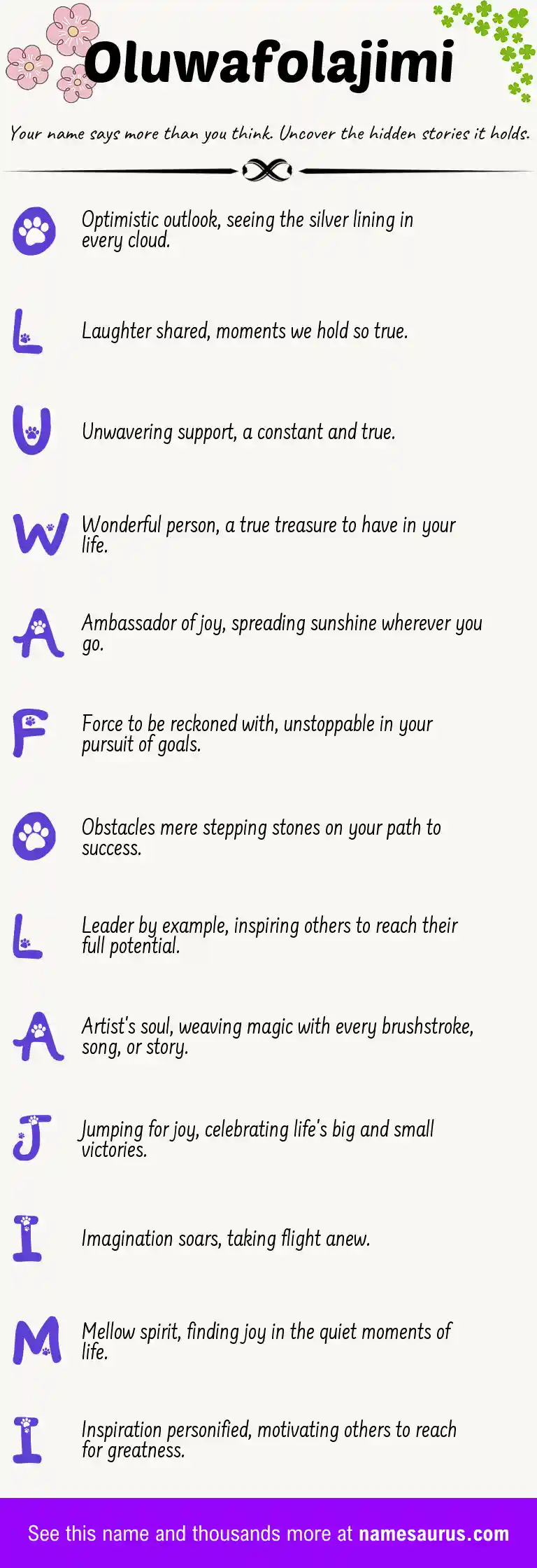 Acrostic poem about Oluwafolajimi.