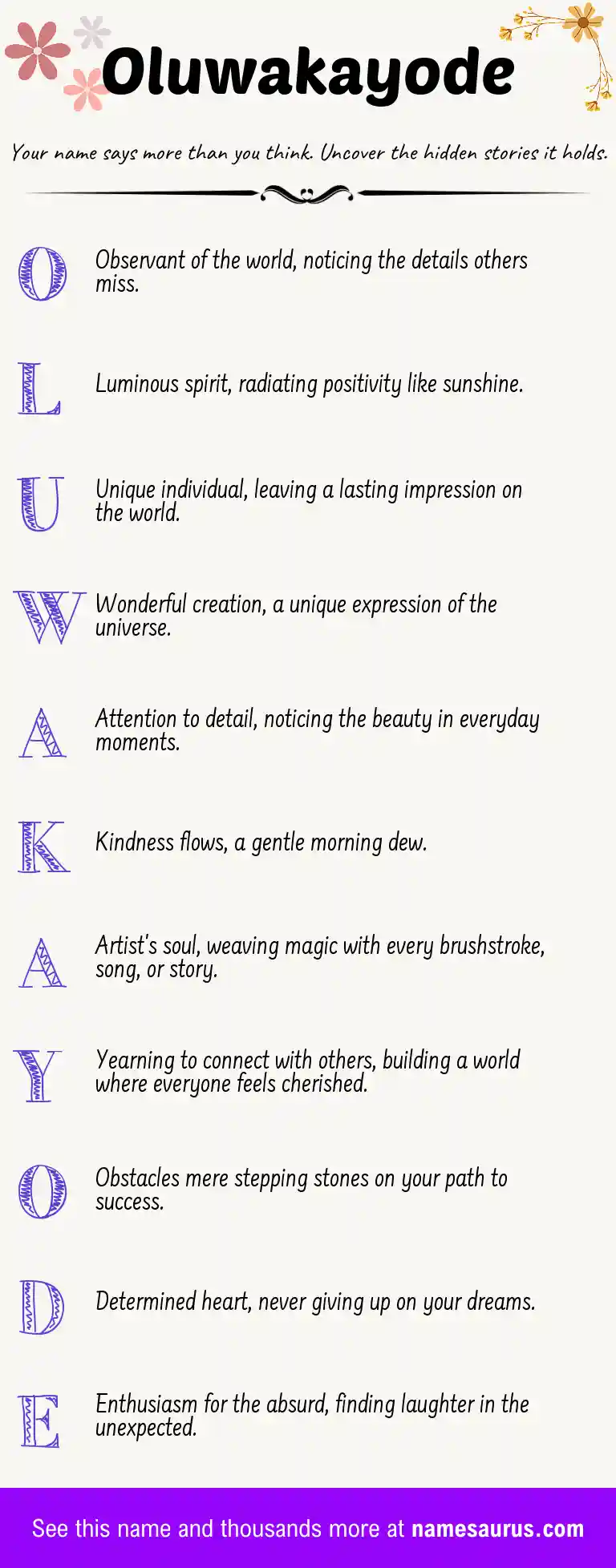 Acrostic poem about Oluwakayode.