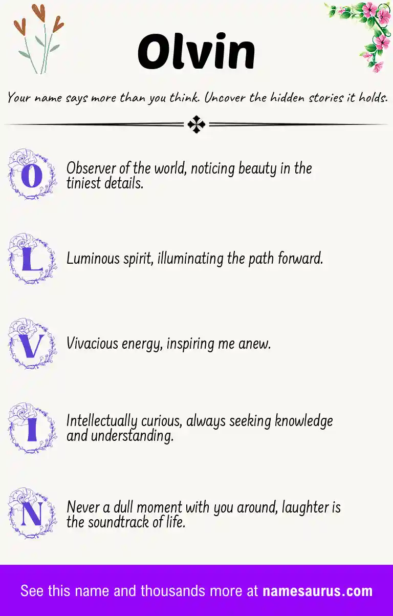 Acrostic poem about Olvin.