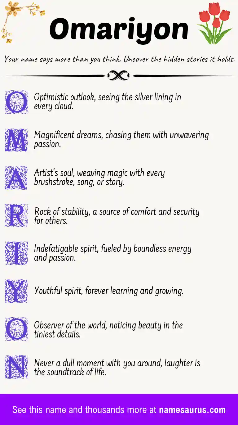 Acrostic poem about Omariyon.