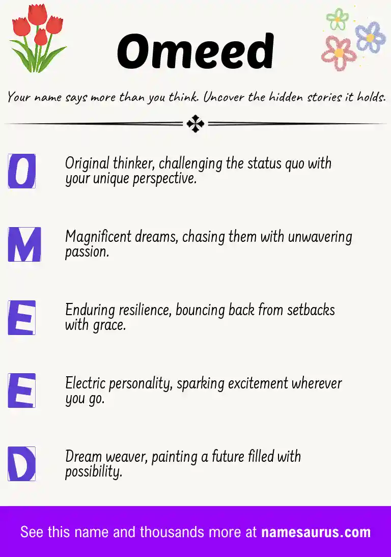 Acrostic poem about Omeed.