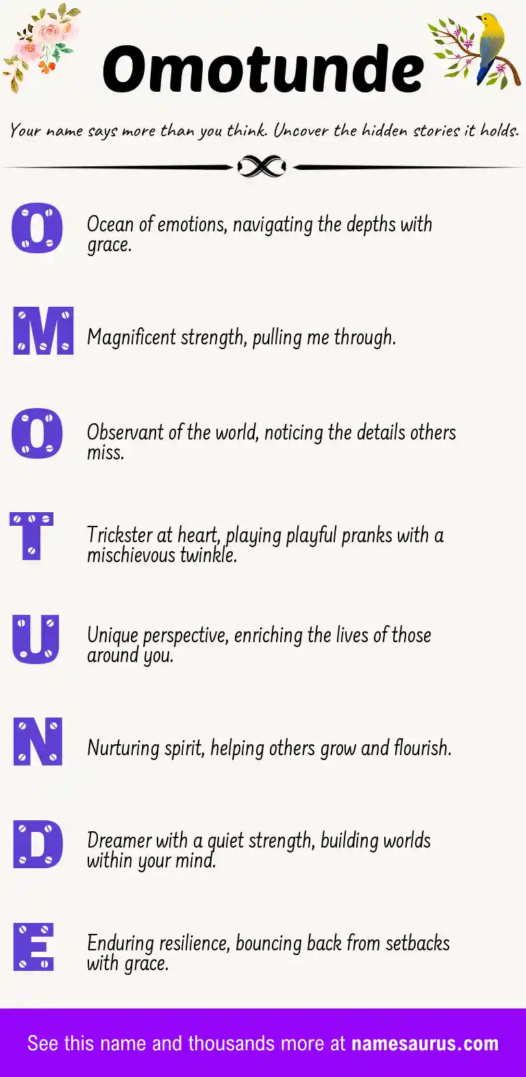 Acrostic poem about Omotunde.