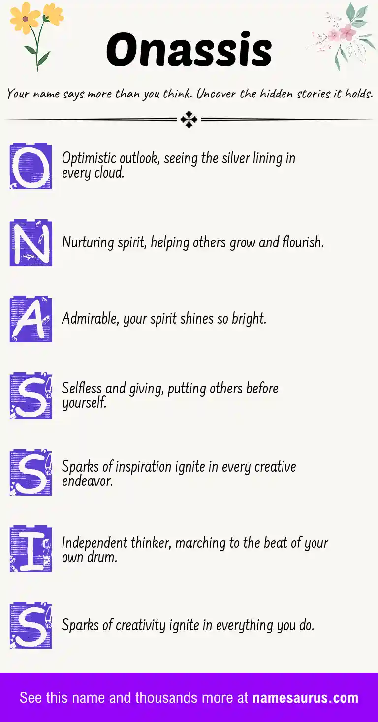 Acrostic poem about Onassis.
