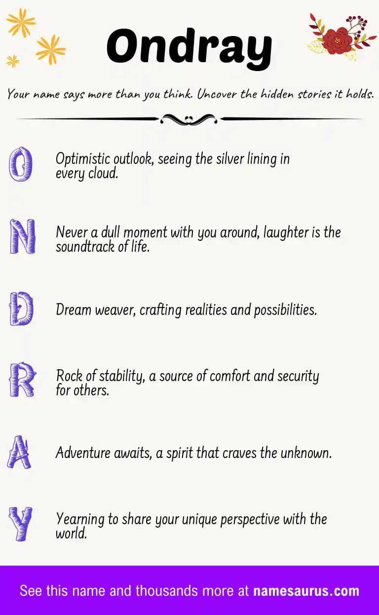 Acrostic poem about Ondray.