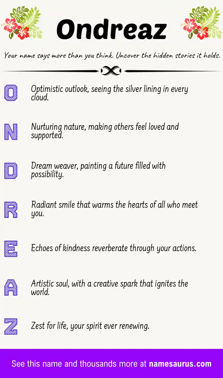 Acrostic poem about Ondreaz.
