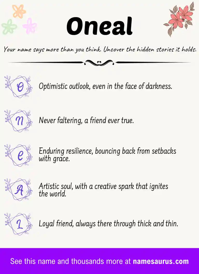 Acrostic poem about Oneal.