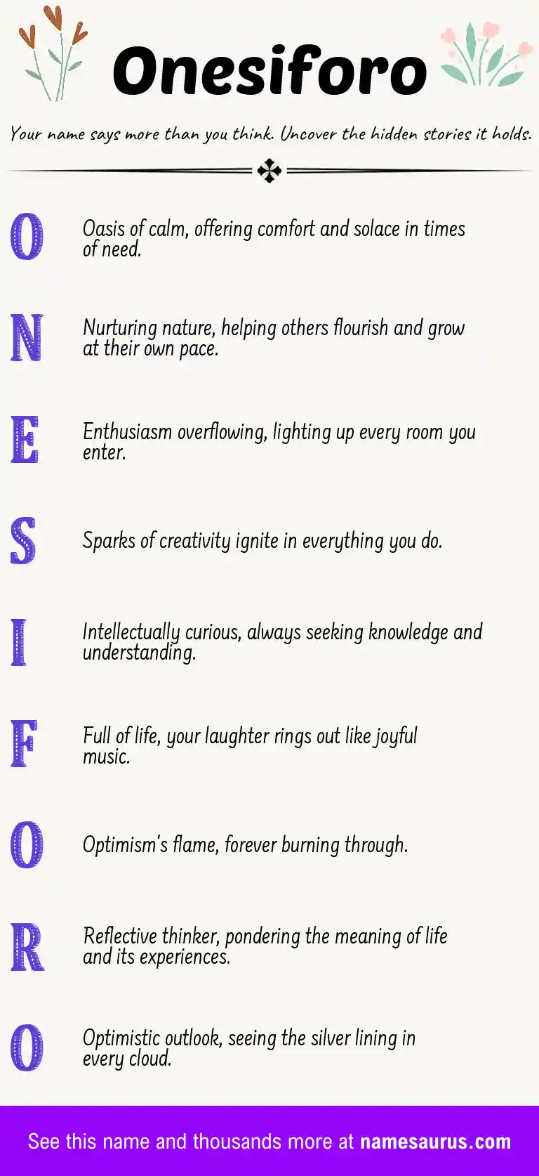 Acrostic poem about Onesiforo.