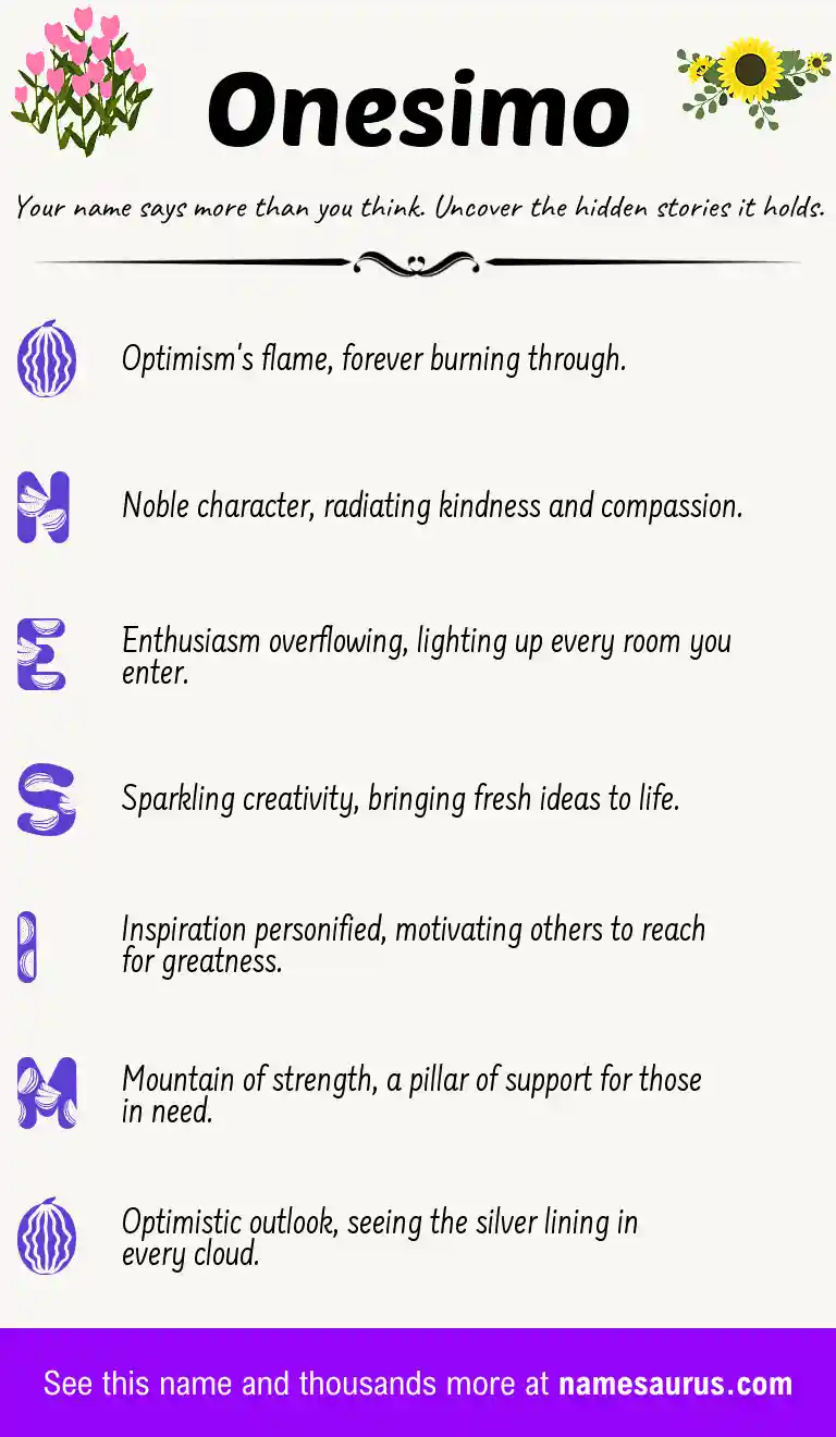 Acrostic poem about Onesimo.