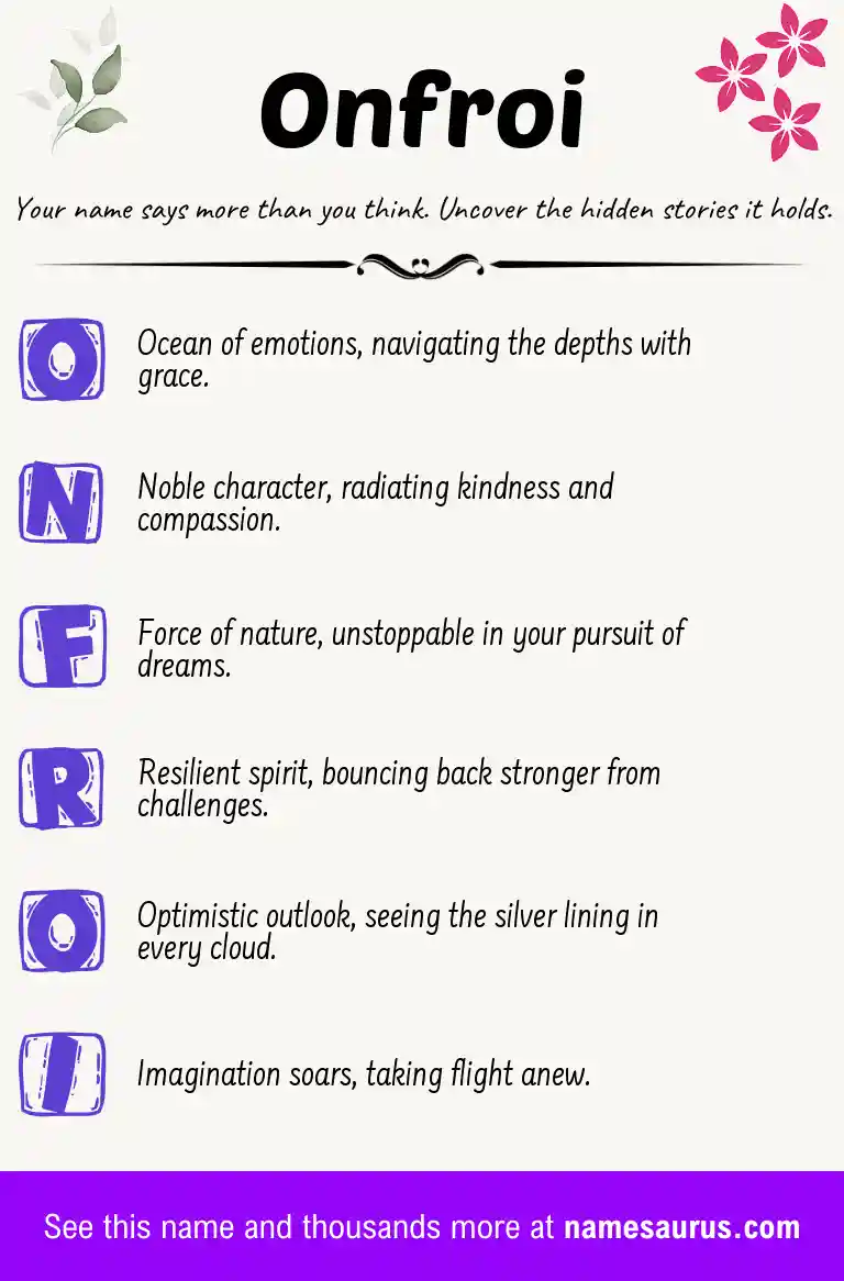 Acrostic poem about Onfroi.