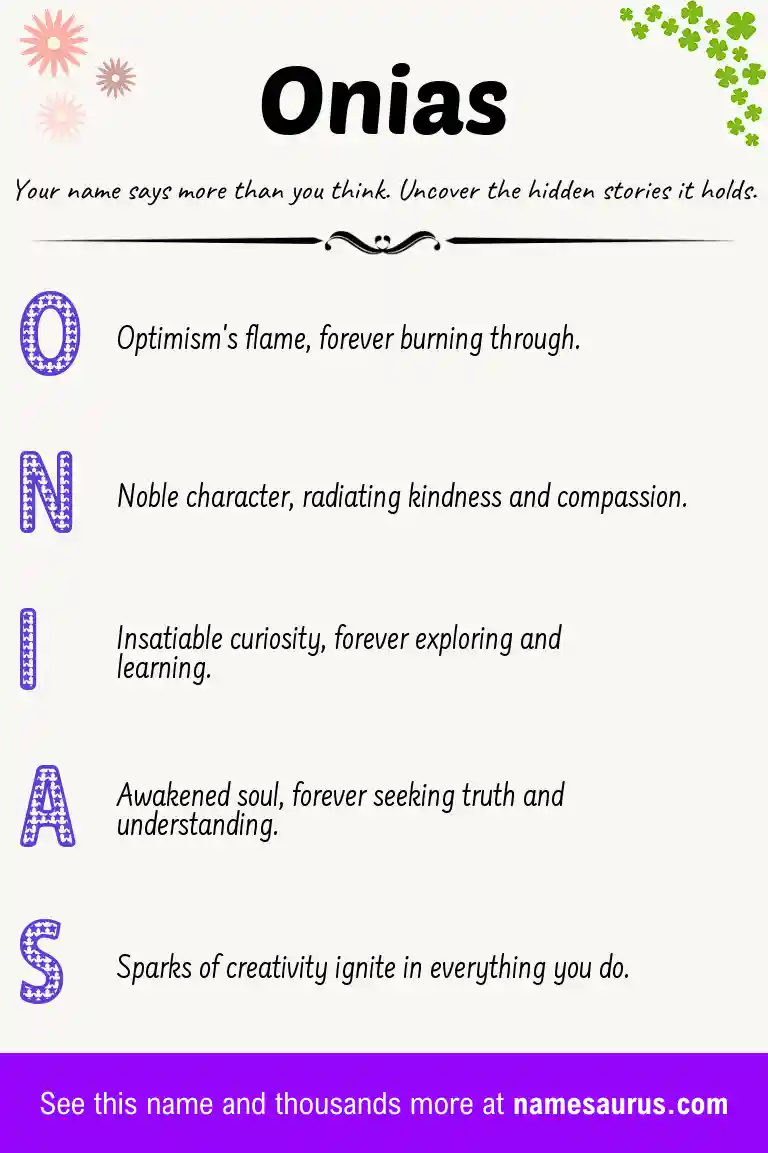 Acrostic poem about Onias.