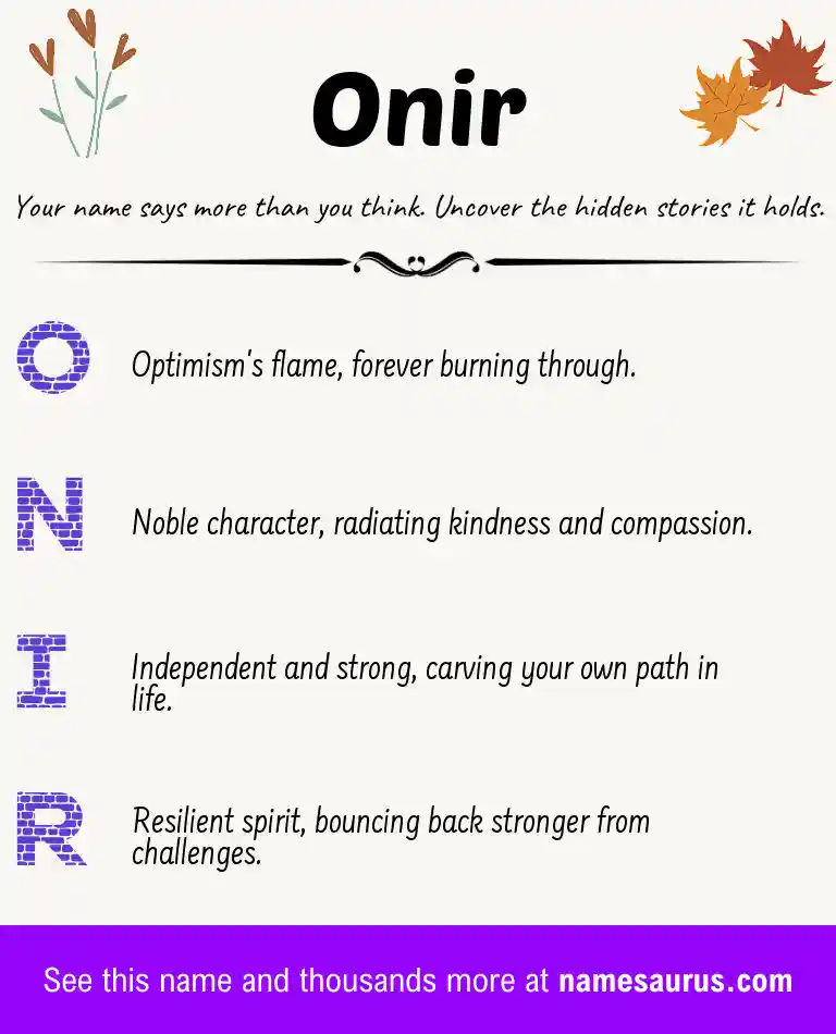 Acrostic poem about Onir.