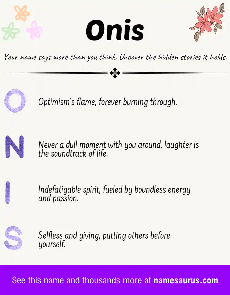 Acrostic poem about Onis.