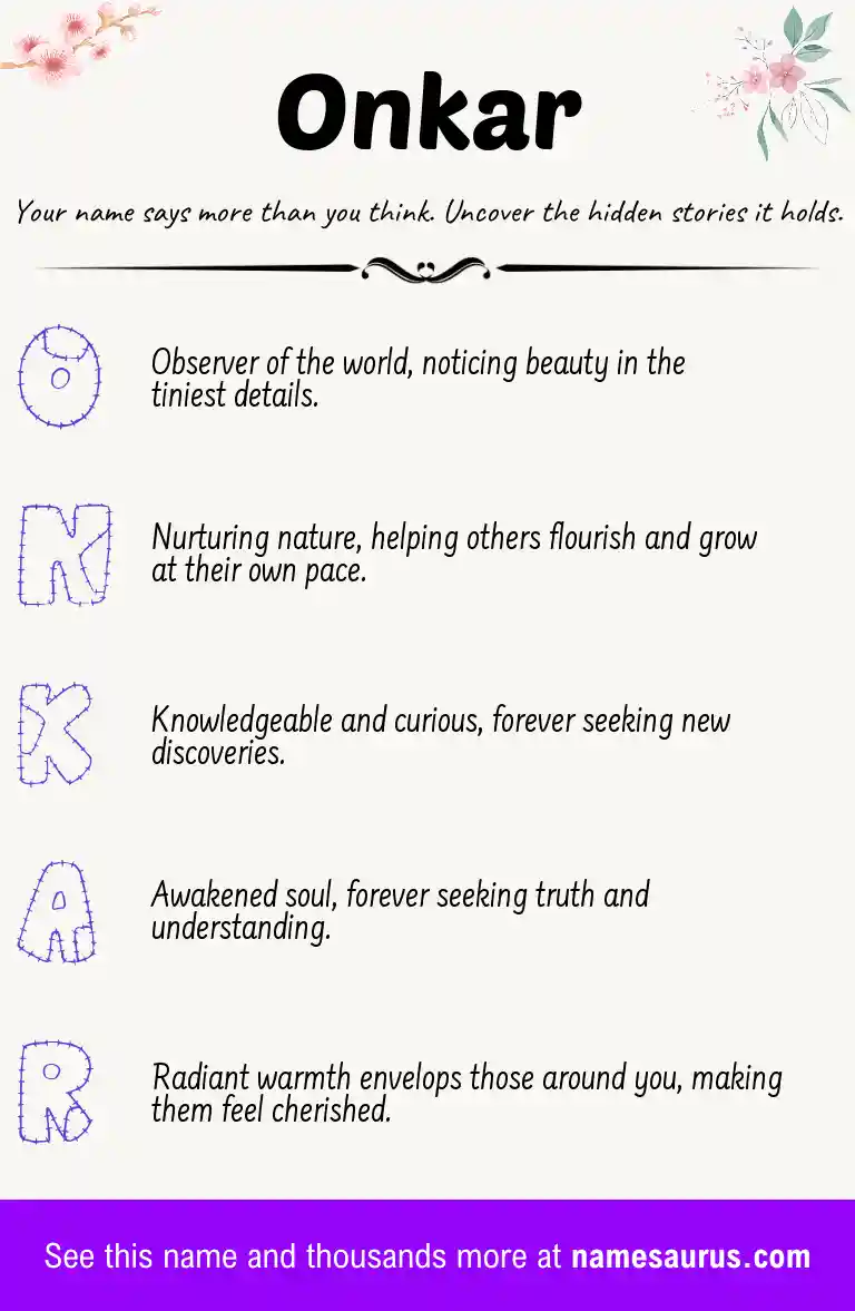 Acrostic poem about Onkar.