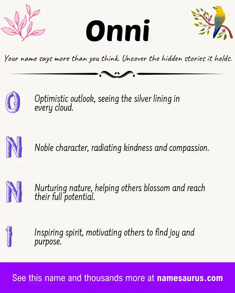 Acrostic poem about Onni.