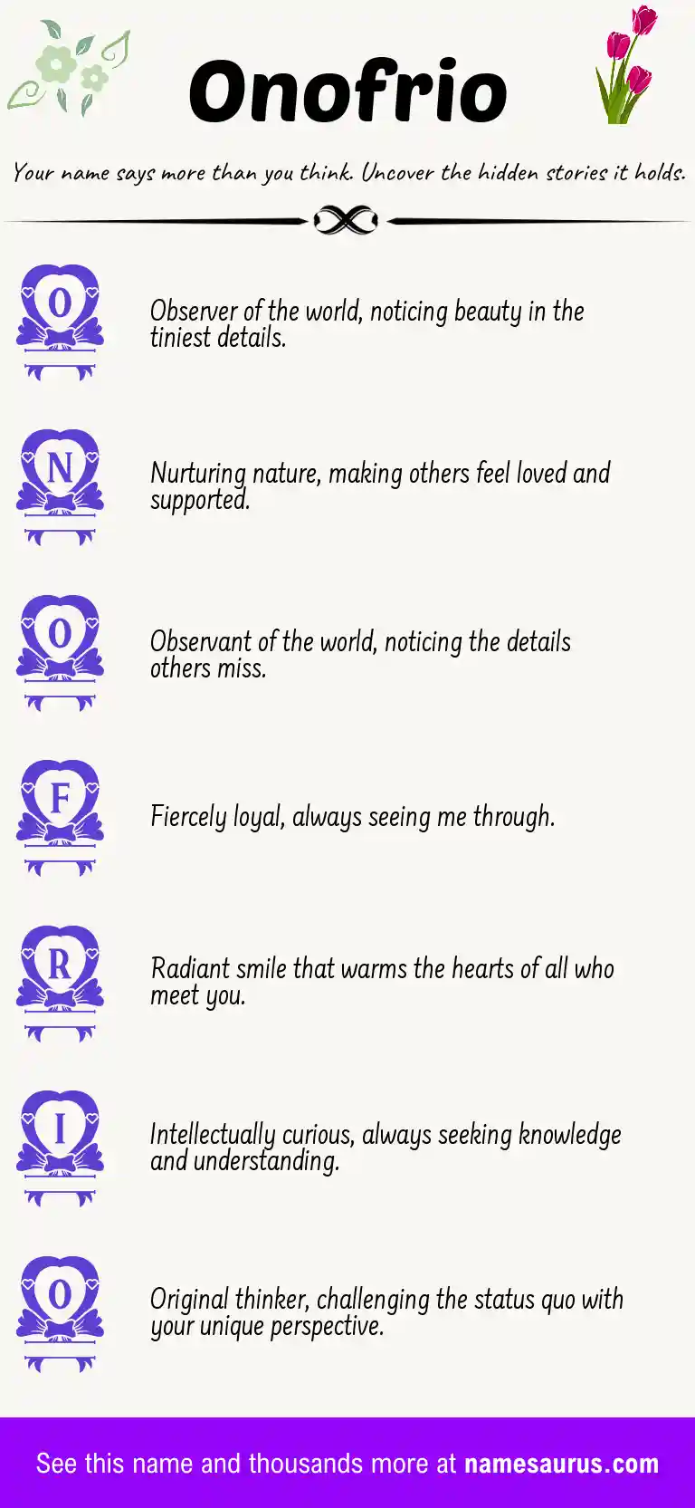 Acrostic poem about Onofrio.