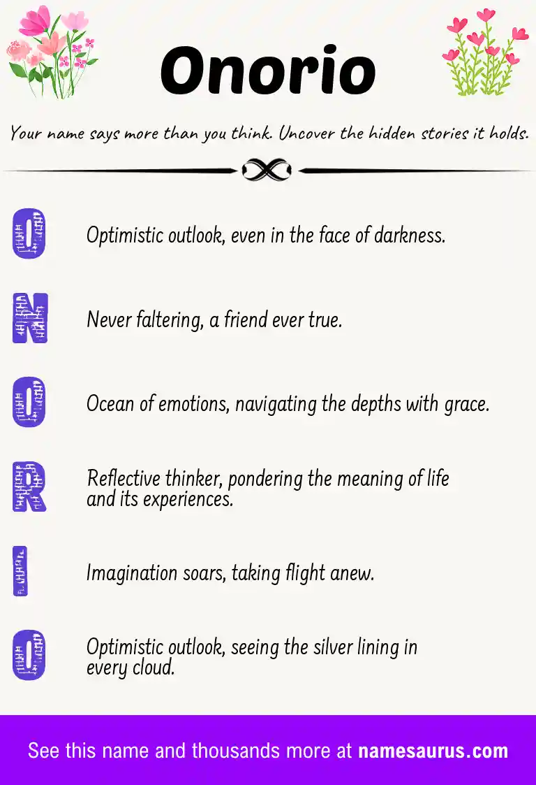 Acrostic poem about Onorio.