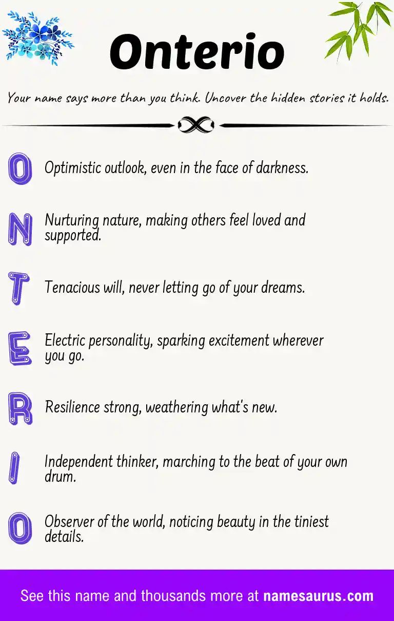 Acrostic poem about Onterio.