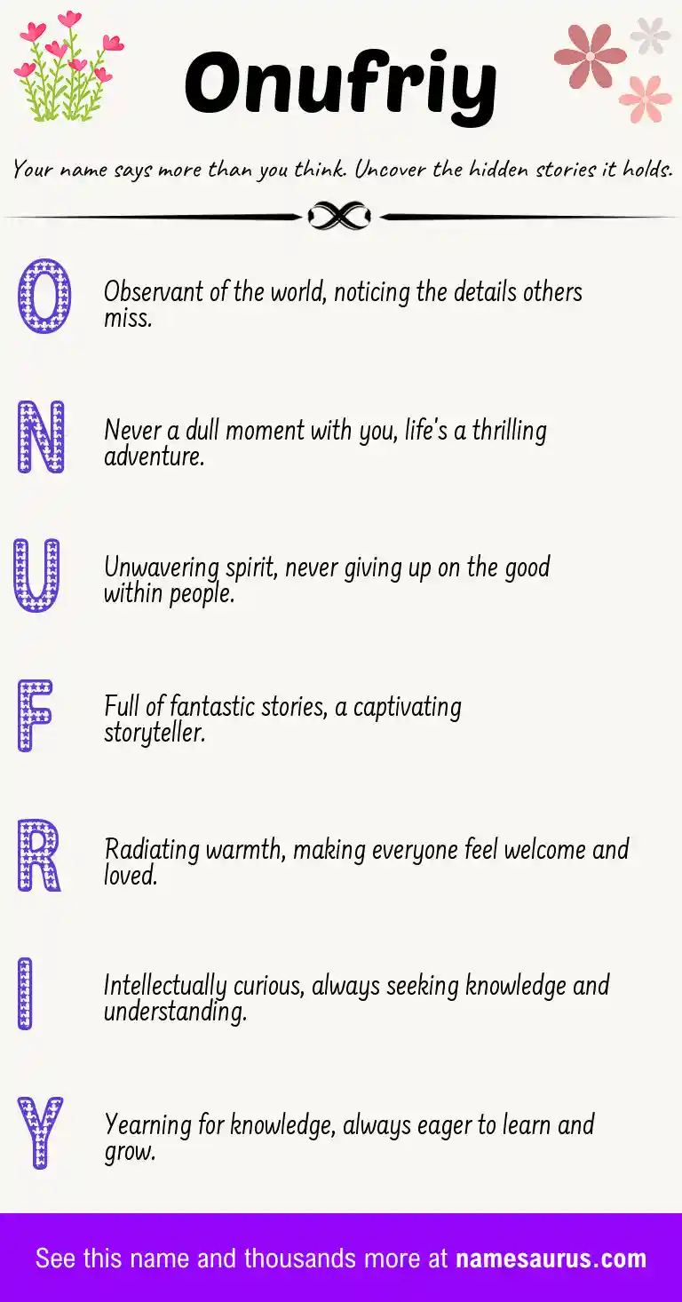 Acrostic poem about Onufriy.
