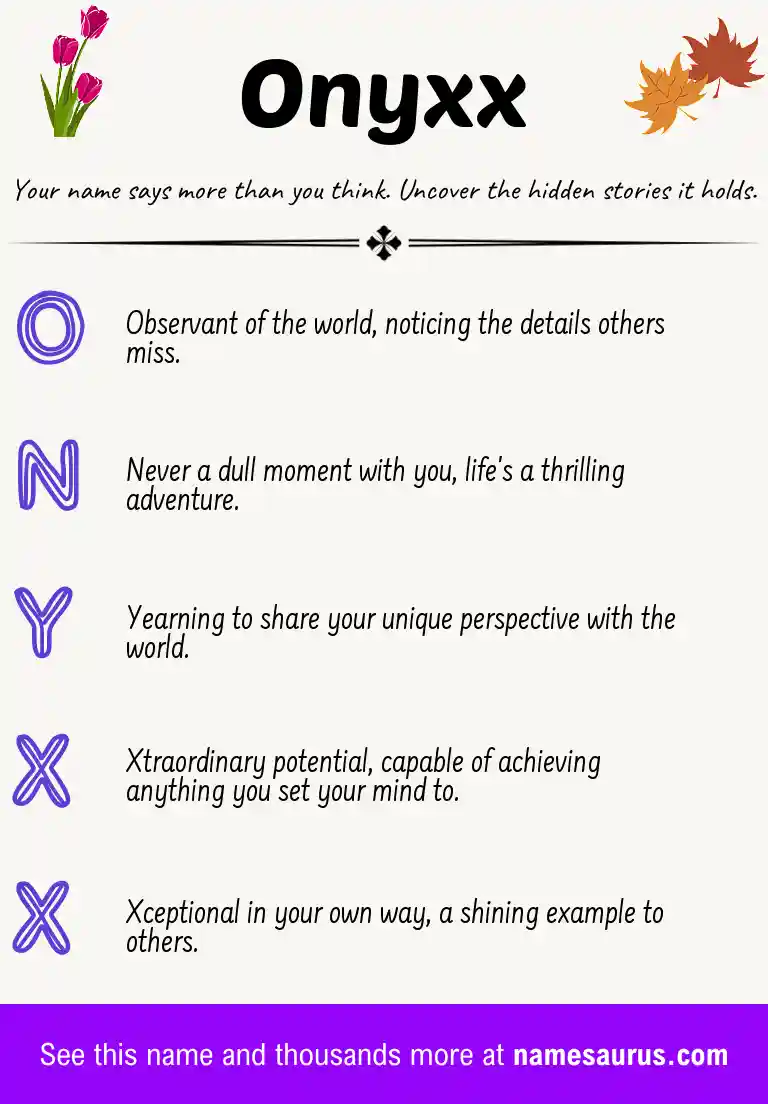 Acrostic poem about Onyxx.