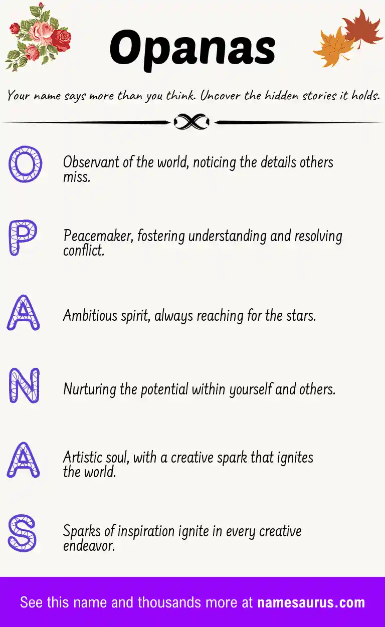 Acrostic poem about Opanas.