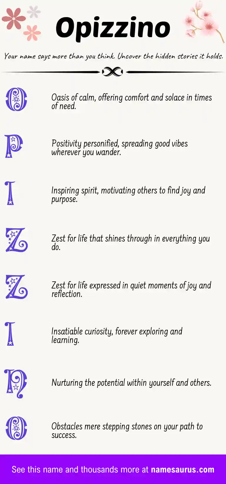 Acrostic poem about Opizzino.