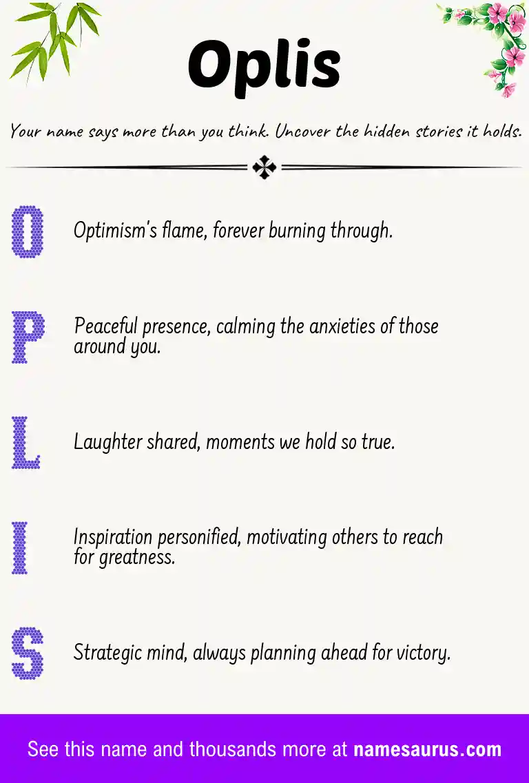 Acrostic poem about Oplis.