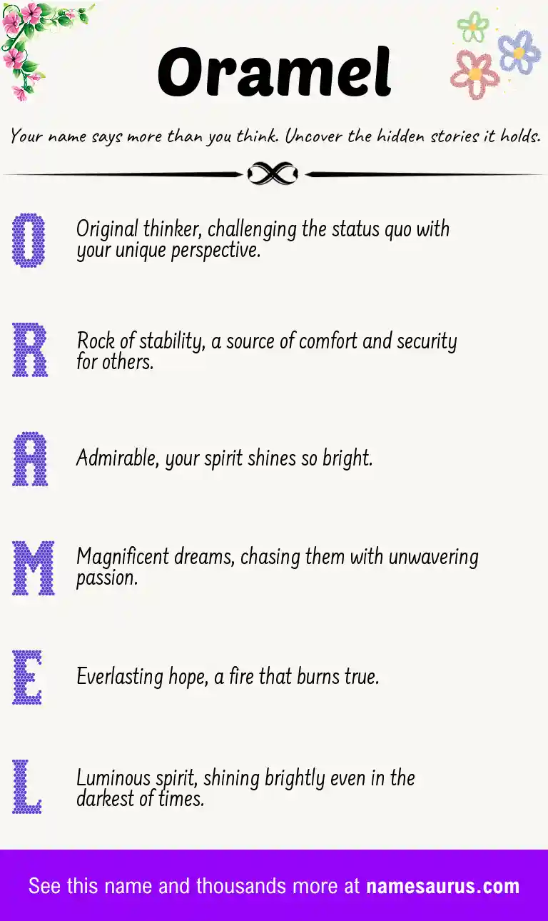 Acrostic poem about Oramel.