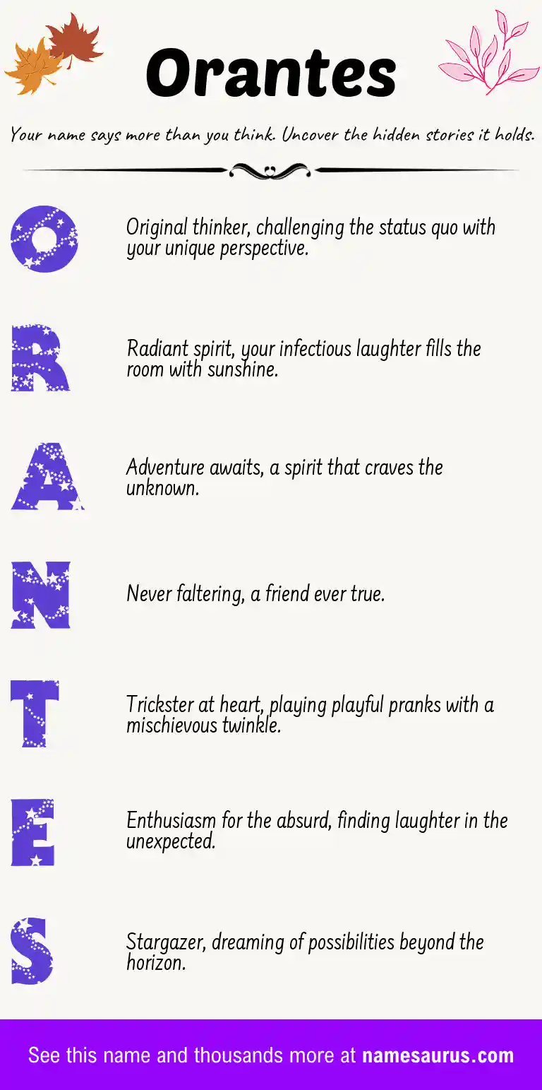 Acrostic poem about Orantes.