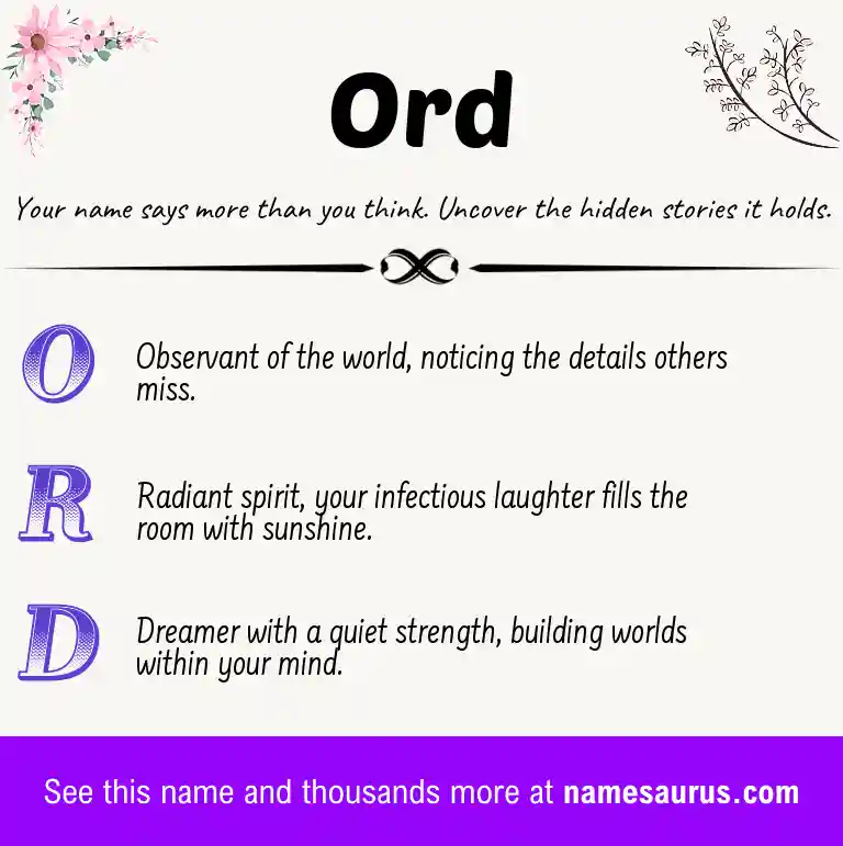 Acrostic poem about Ord.