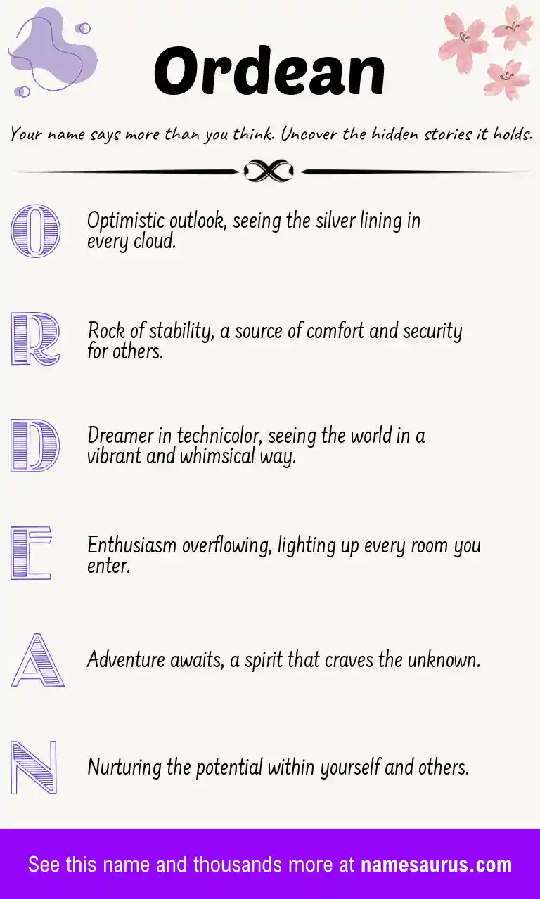 Acrostic poem about Ordean.