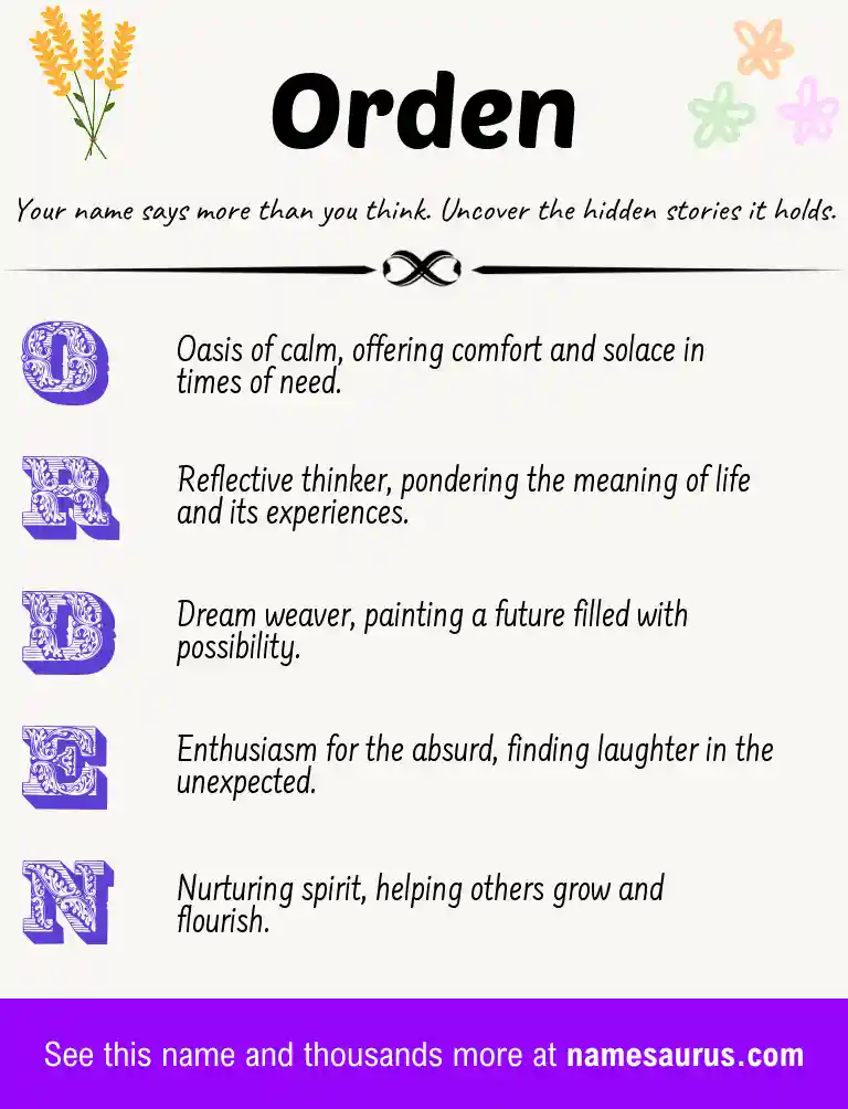 Acrostic poem about Orden.