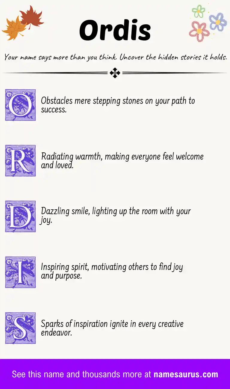 Acrostic poem about Ordis.