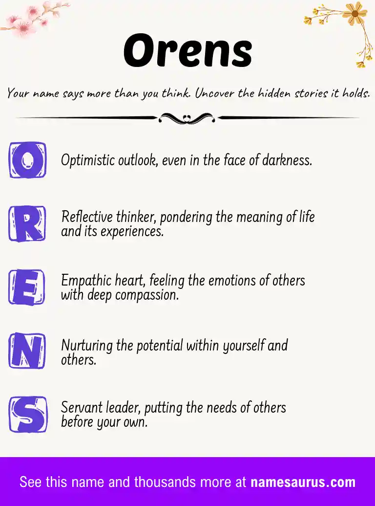 Acrostic poem about Orens.