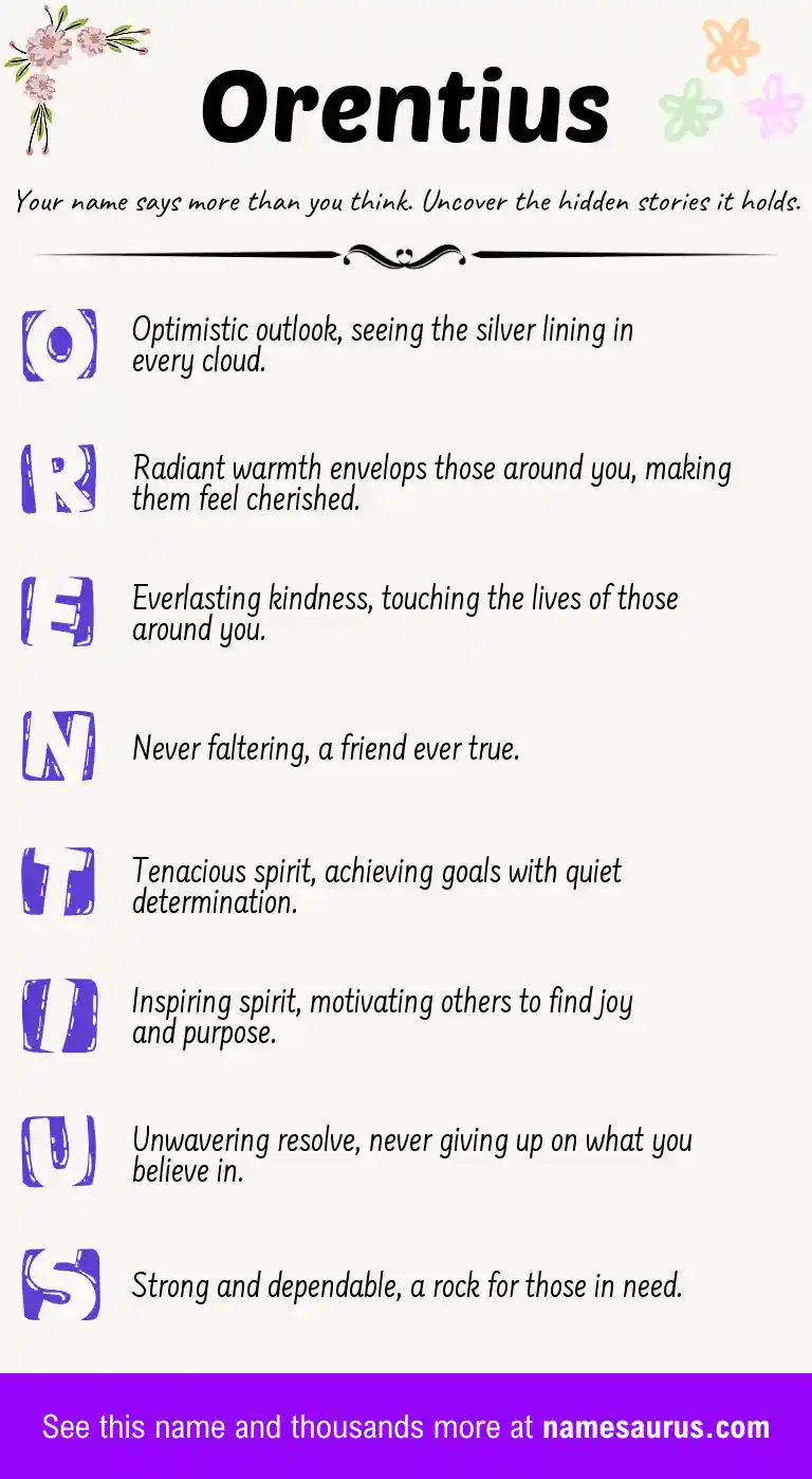 Acrostic poem about Orentius.