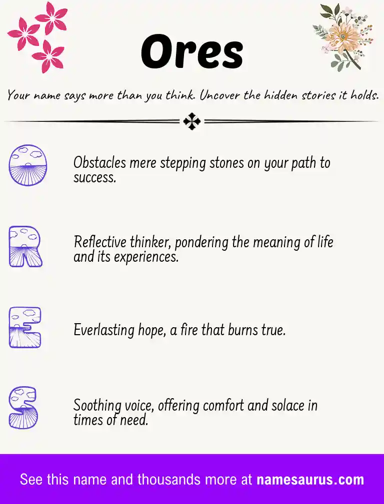 Acrostic poem about Ores.