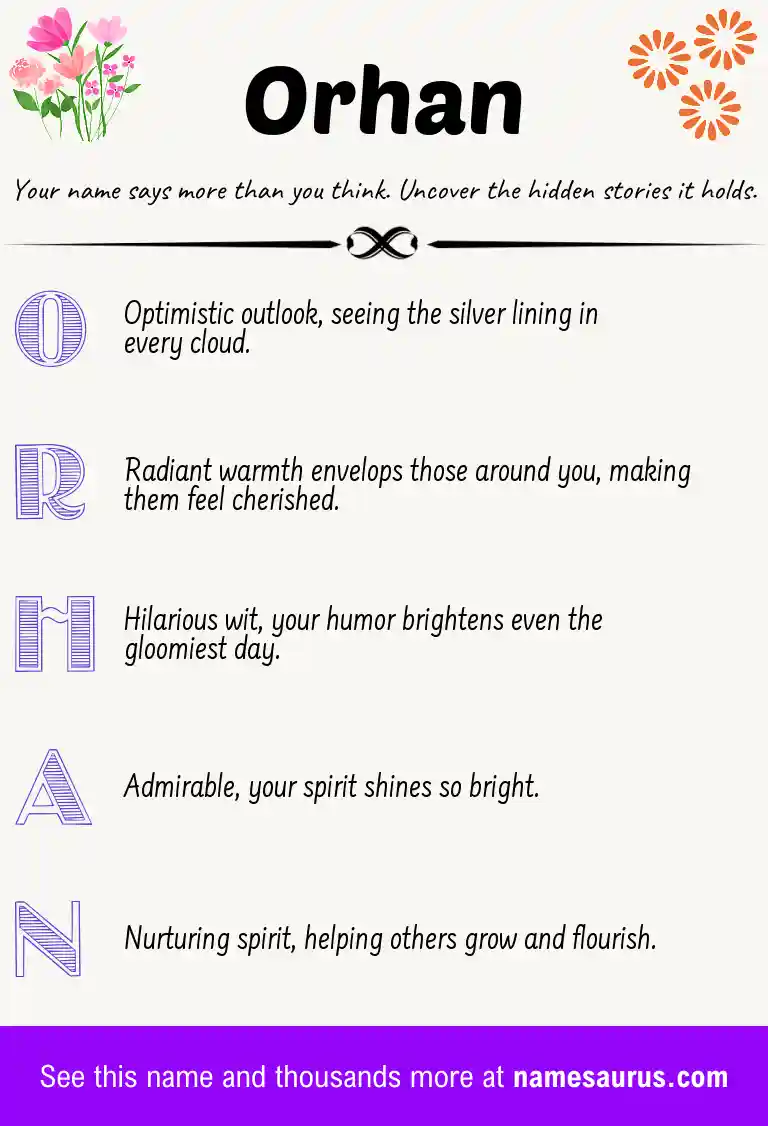 Acrostic poem about Orhan.