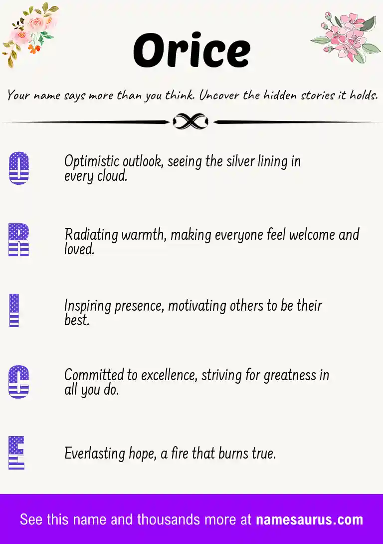 Acrostic poem about Orice.