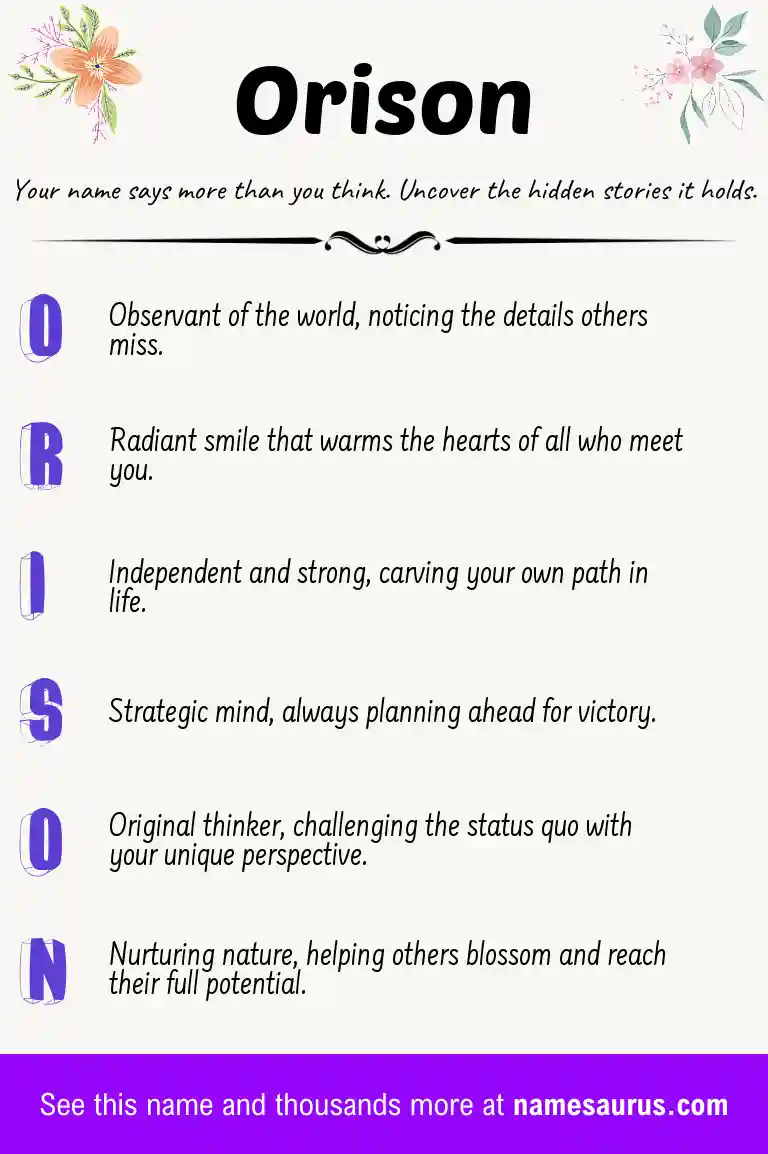 Acrostic poem about Orison.