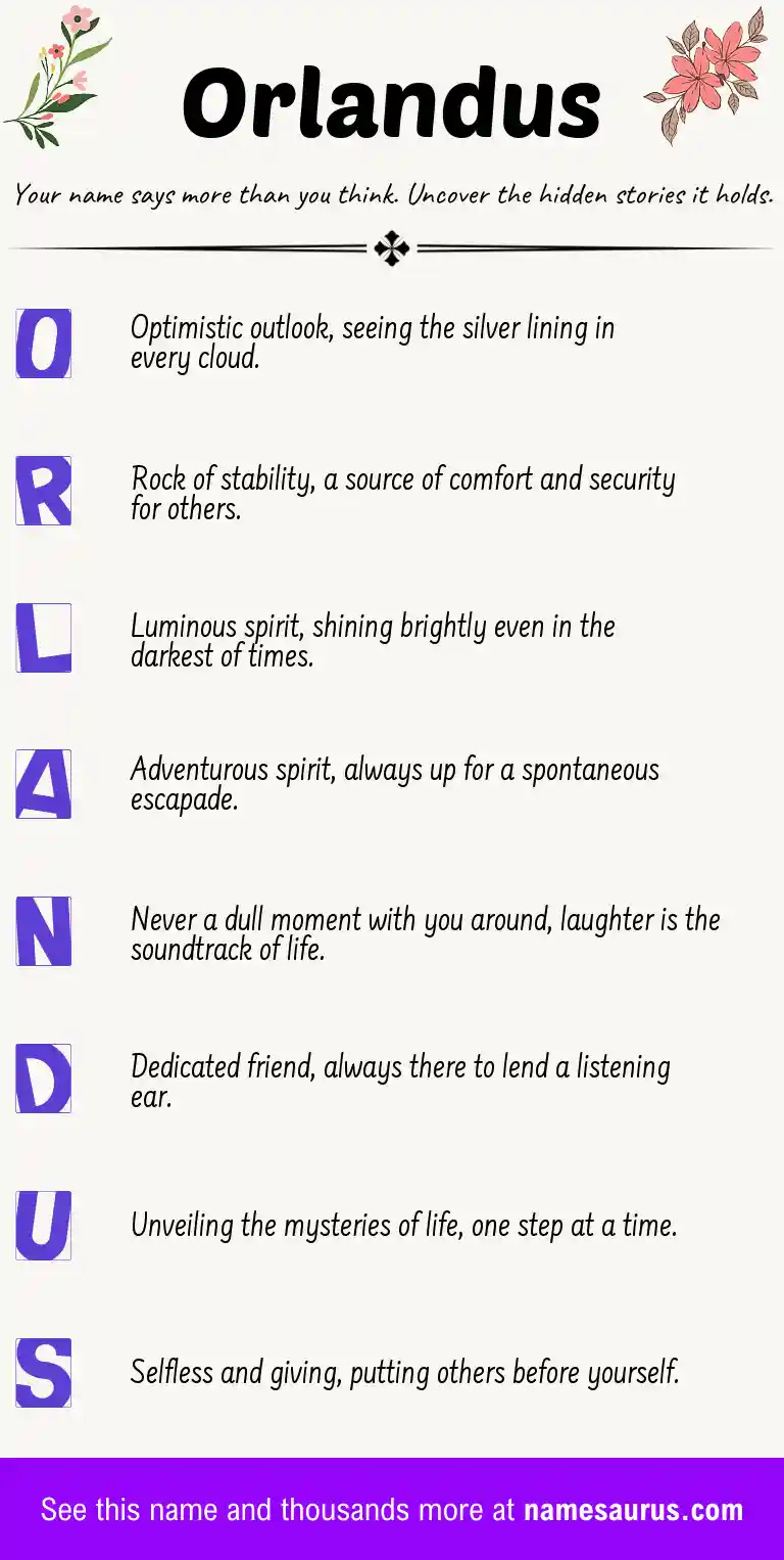Acrostic poem about Orlandus.