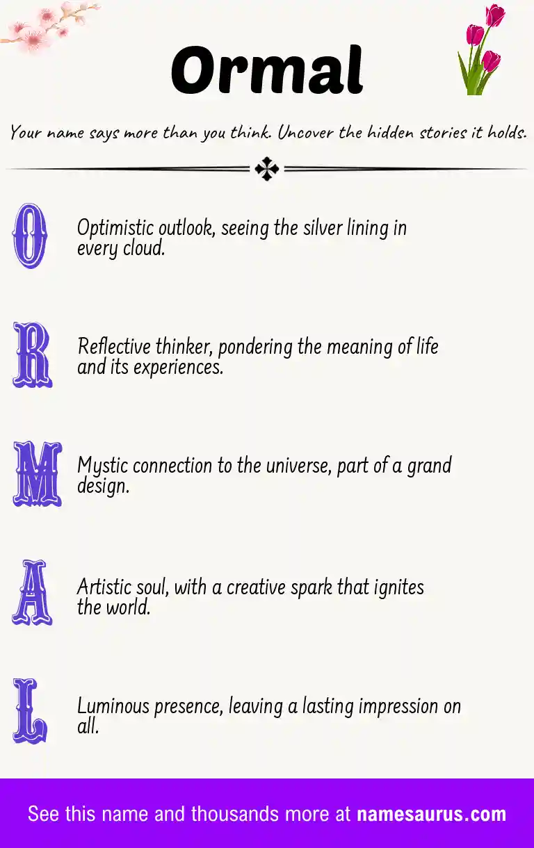 Acrostic poem about Ormal.
