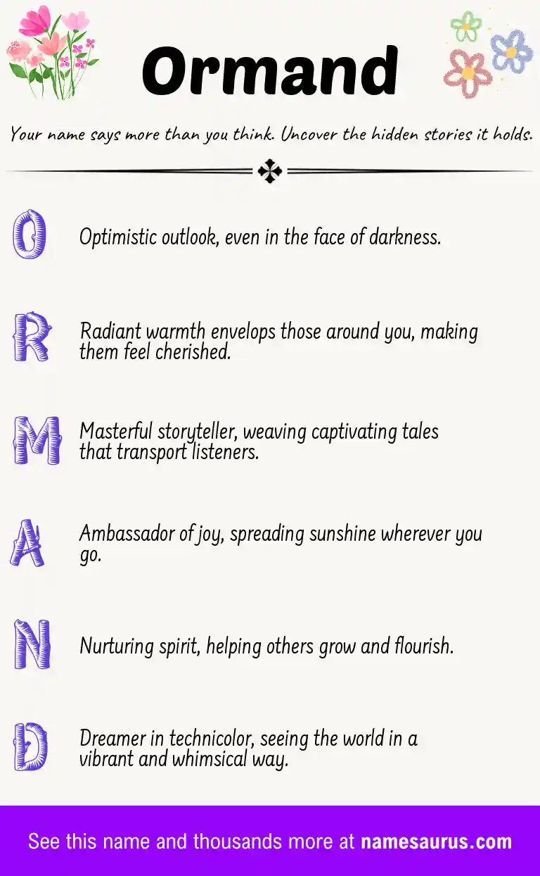 Acrostic poem about Ormand.