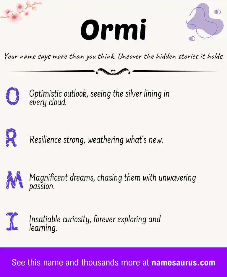Acrostic poem about Ormi.