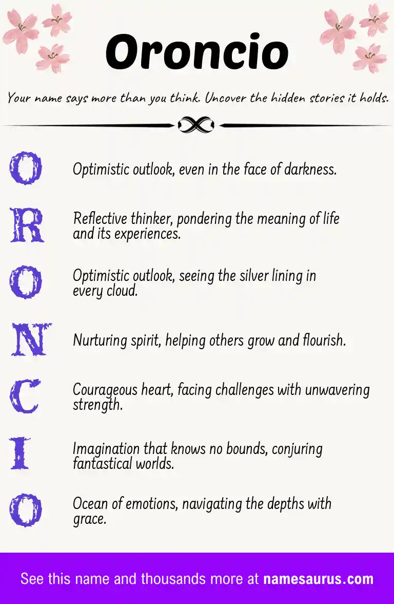 Acrostic poem about Oroncio.