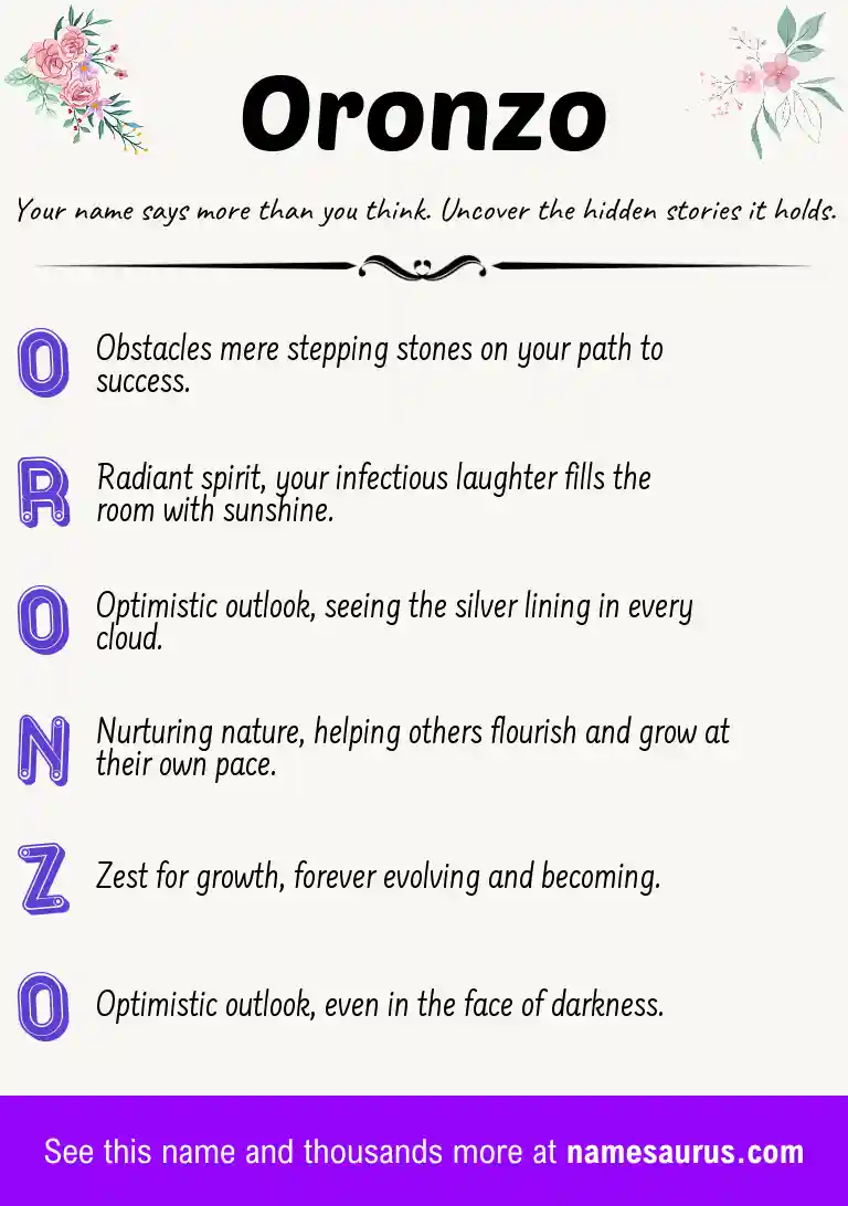 Acrostic poem about Oronzo.