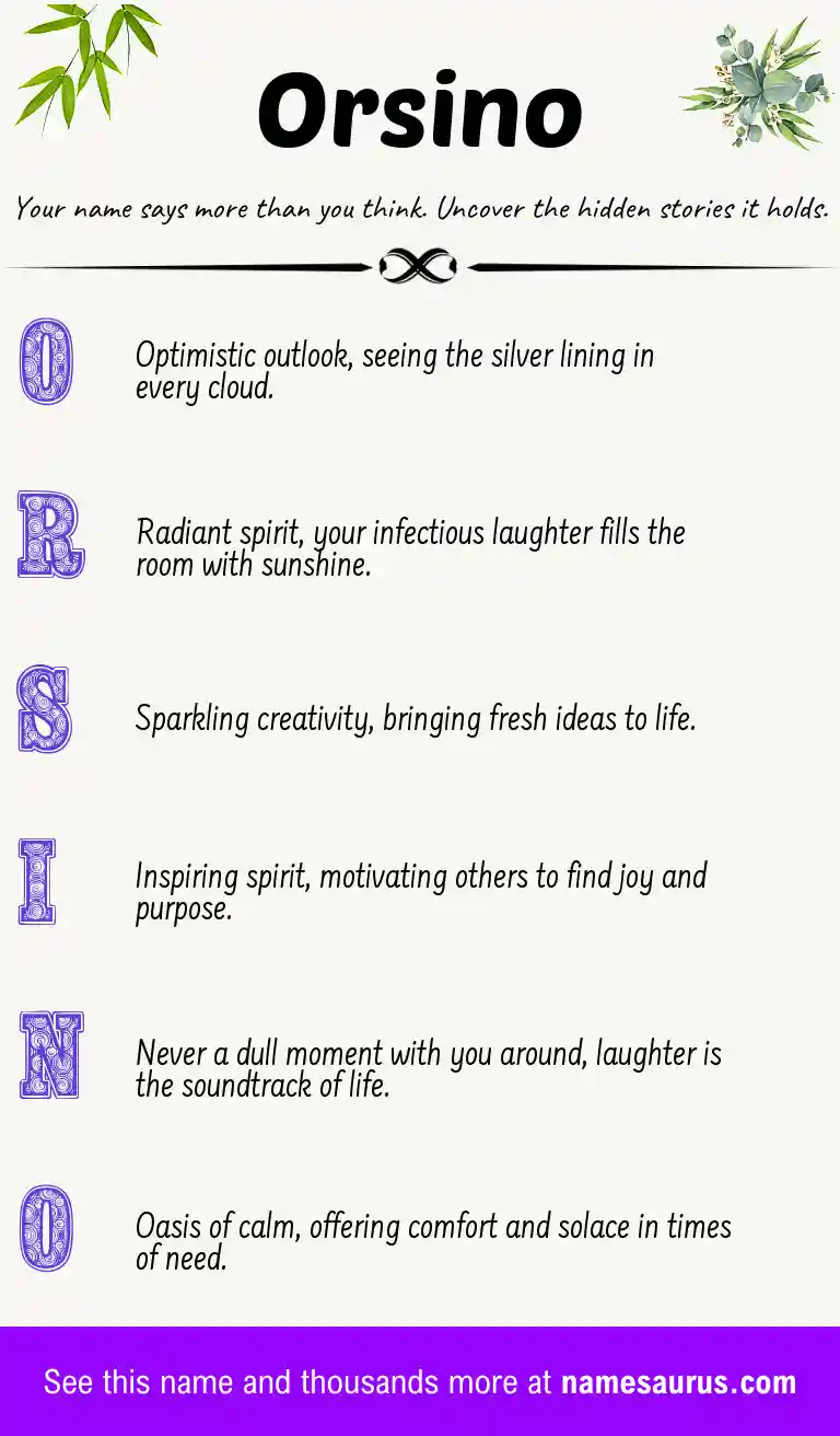 Acrostic poem about Orsino.