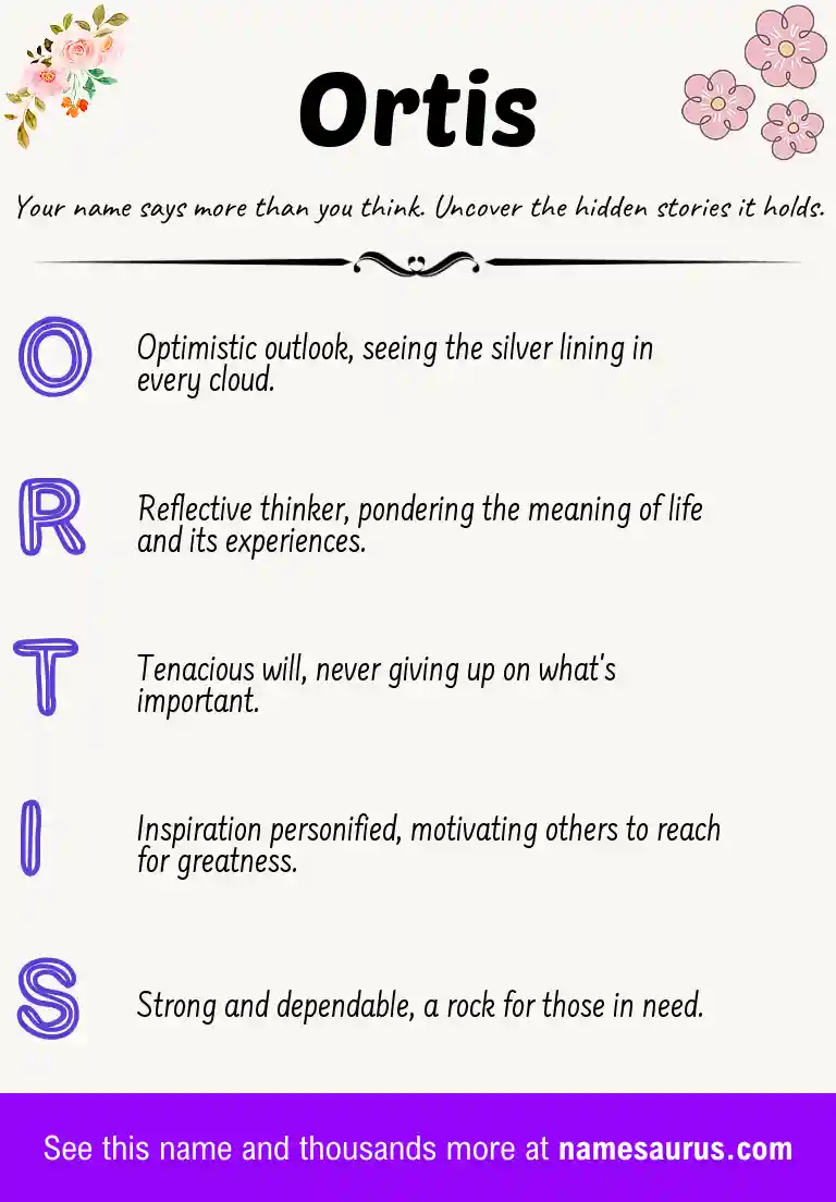 Acrostic poem about Ortis.
