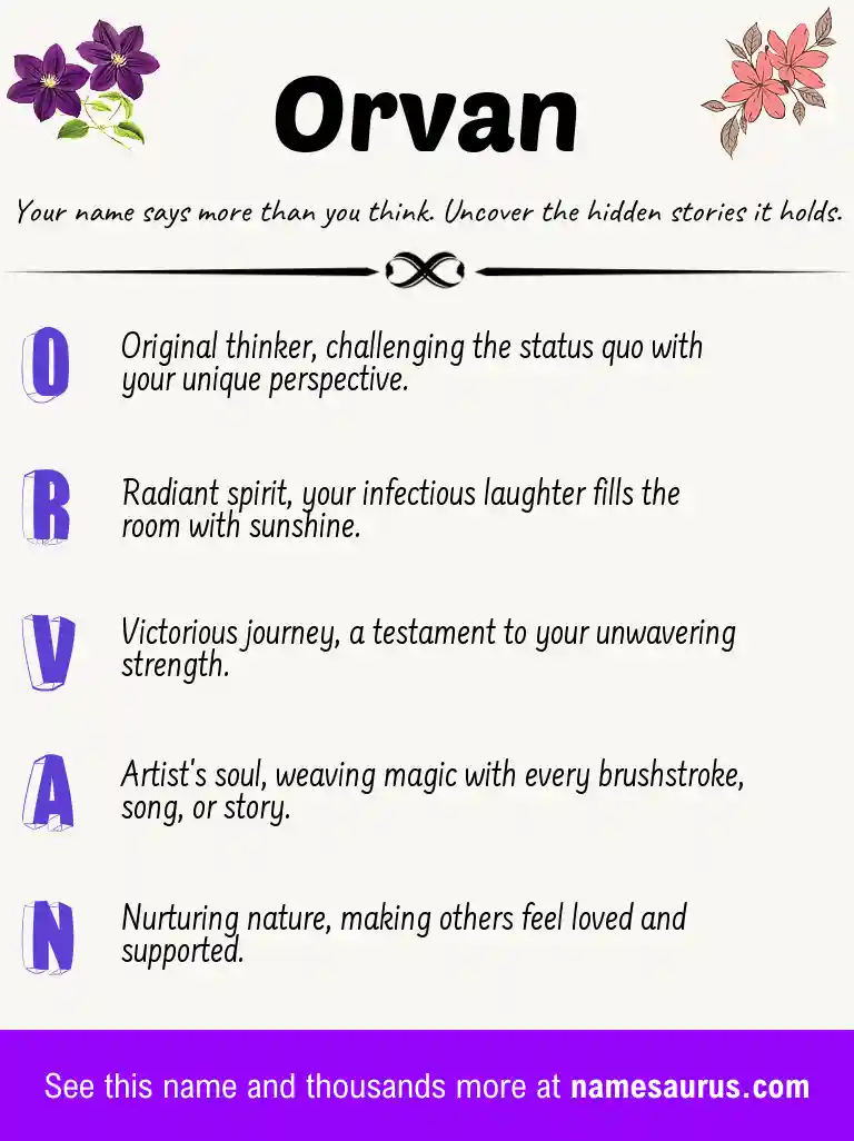 Acrostic poem about Orvan.