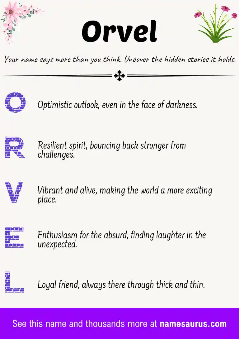 Acrostic poem about Orvel.